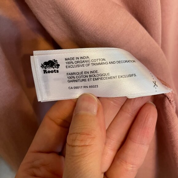 Roots Canada Hoodie Oversized Pullover Sweatshirt Organic Cotton Light Pink - Picture 9 of 11